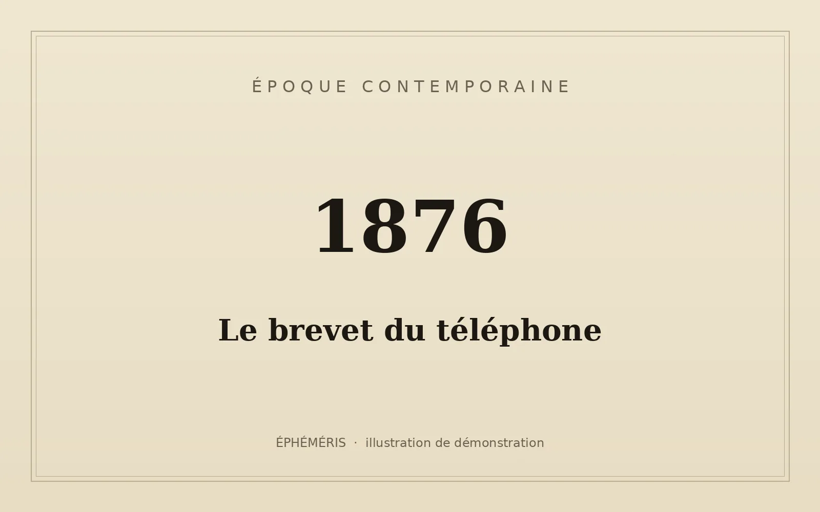 Composition typographique evoquant le brevet du telephone, 1876.