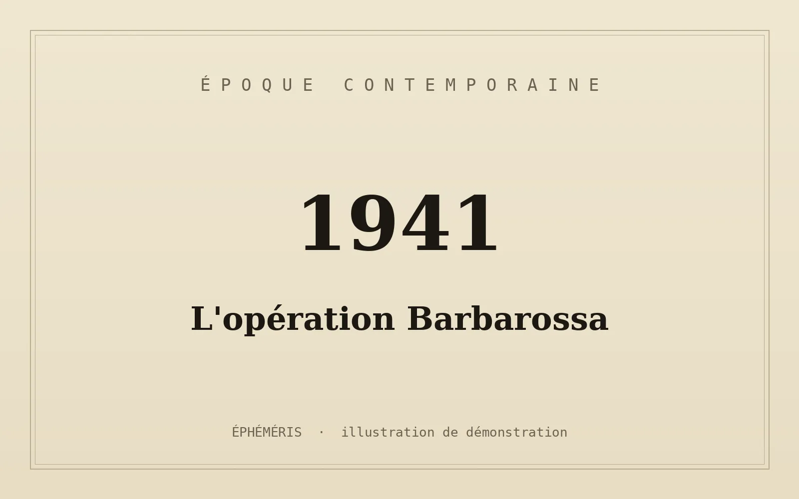 Composition typographique evoquant l'ouverture du front de l'Est.