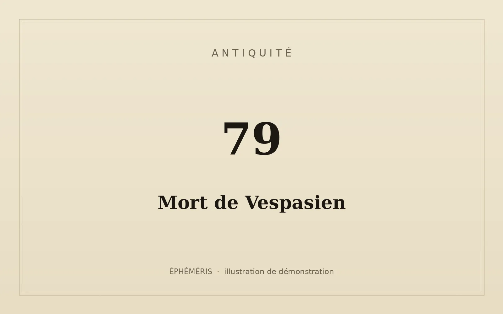 Composition typographique evoquant Vespasien, 79.