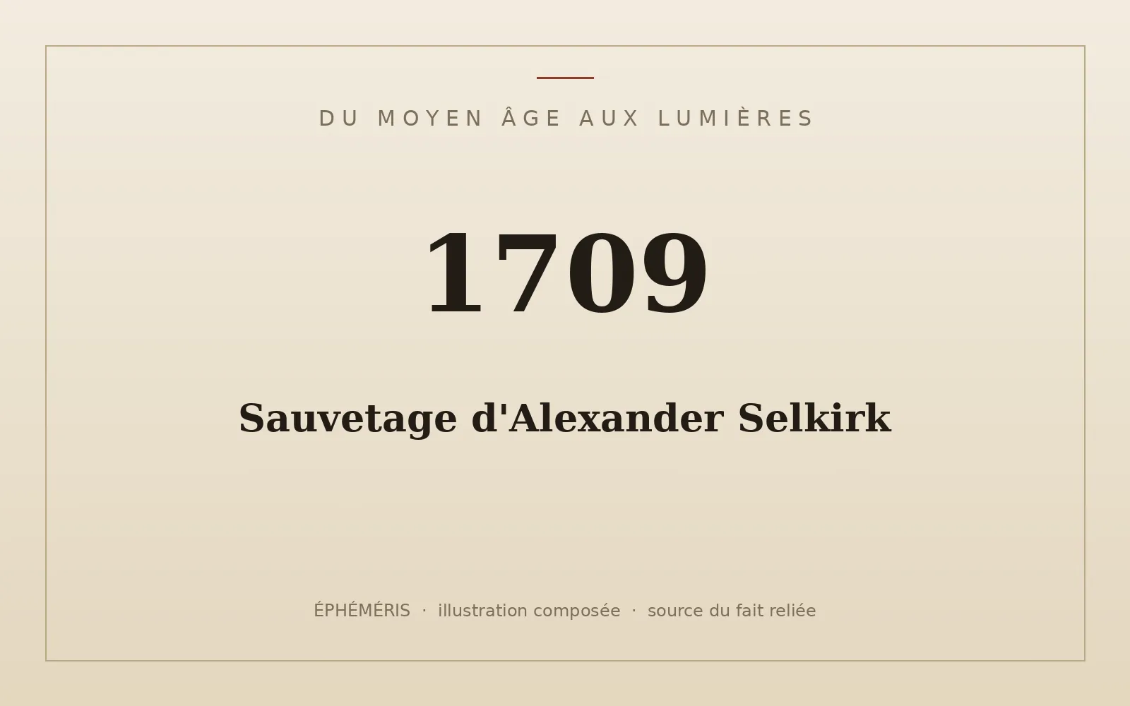 Plaque typographique : Sauvetage d'Alexander Selkirk.