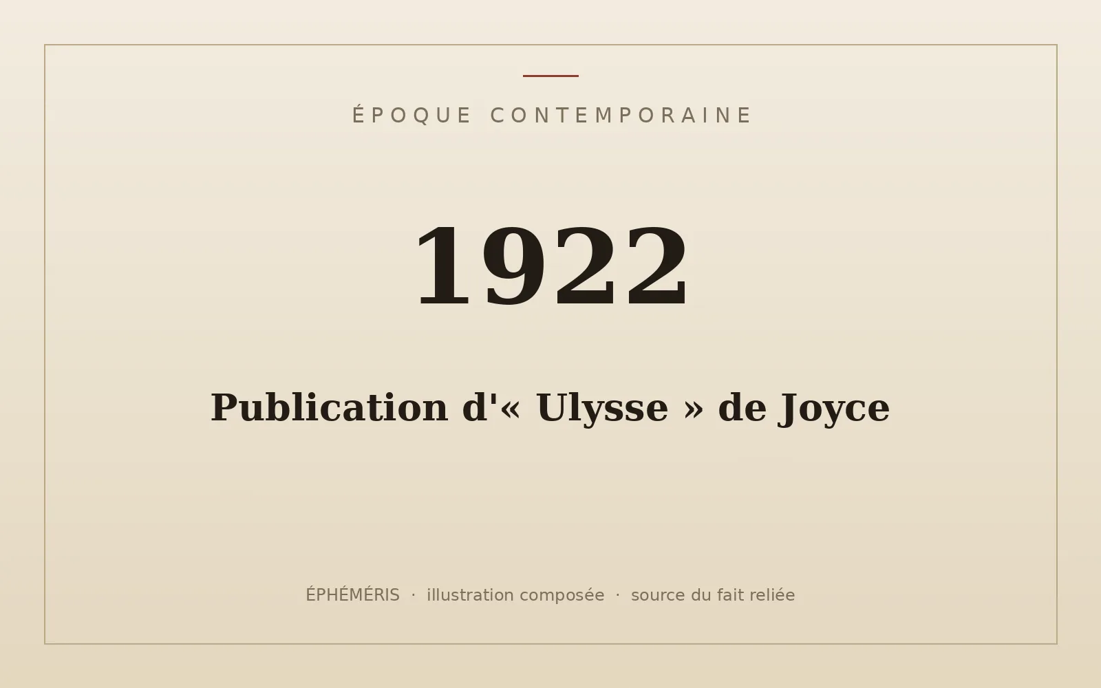 Plaque typographique : Publication d'« Ulysse » de Joyce.