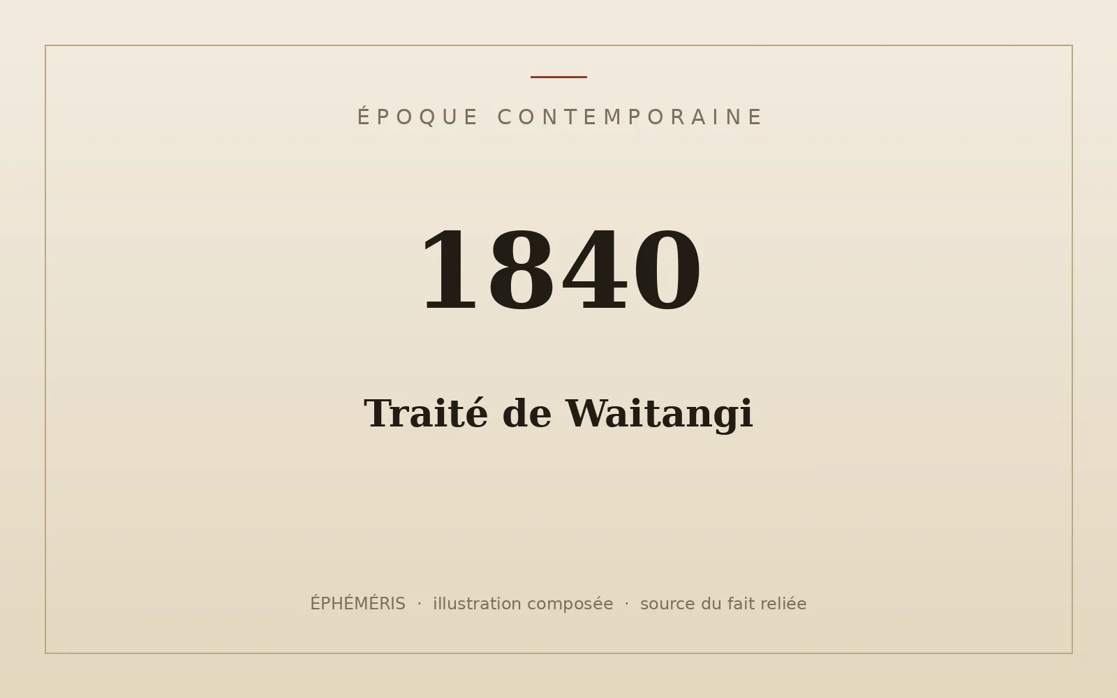 Plaque typographique : Traité de Waitangi.