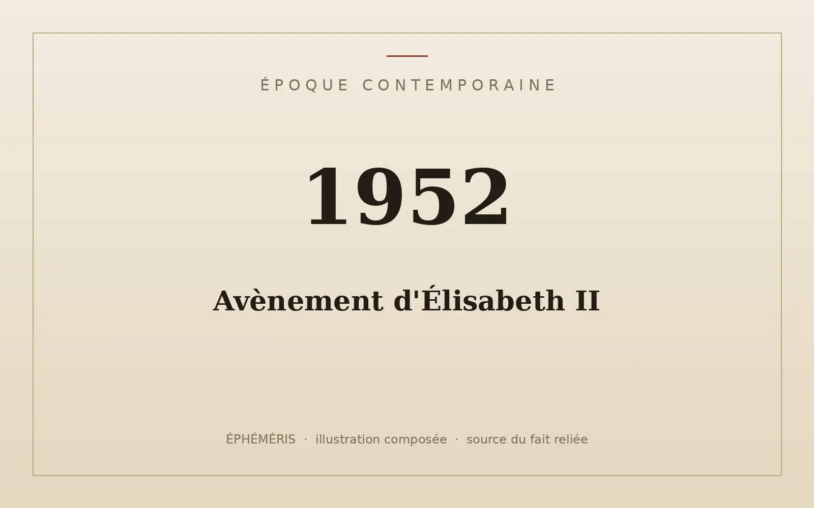 Plaque typographique : Avènement d'Élisabeth II.