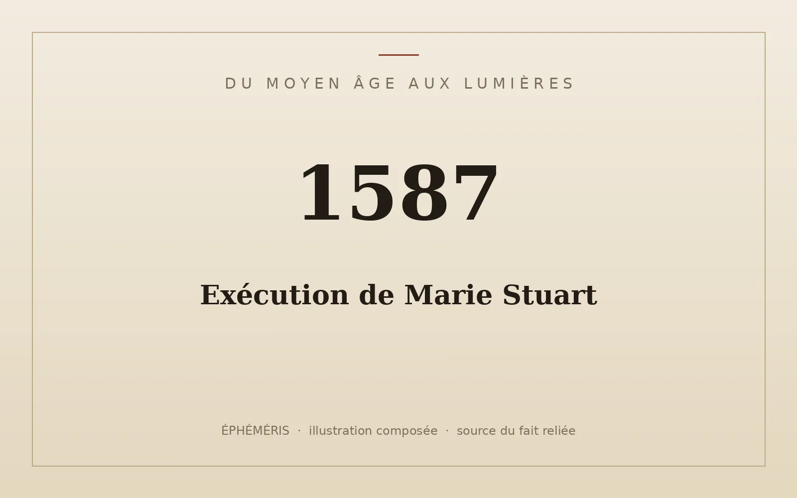 Plaque typographique : Exécution de Marie Stuart.