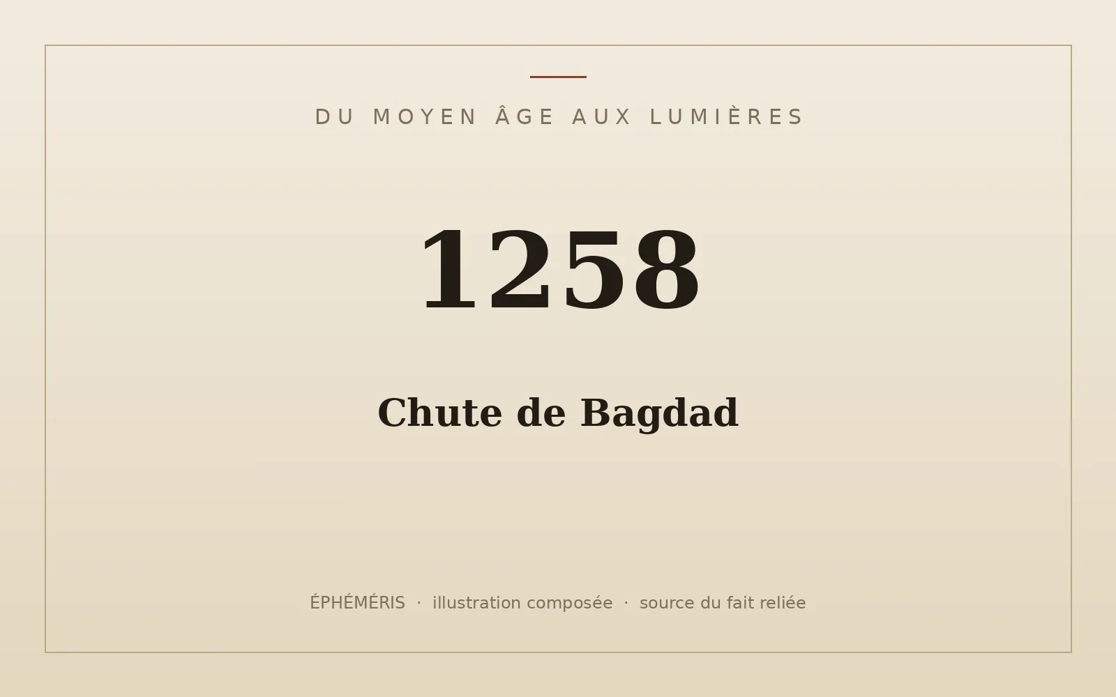 Plaque typographique : Chute de Bagdad.