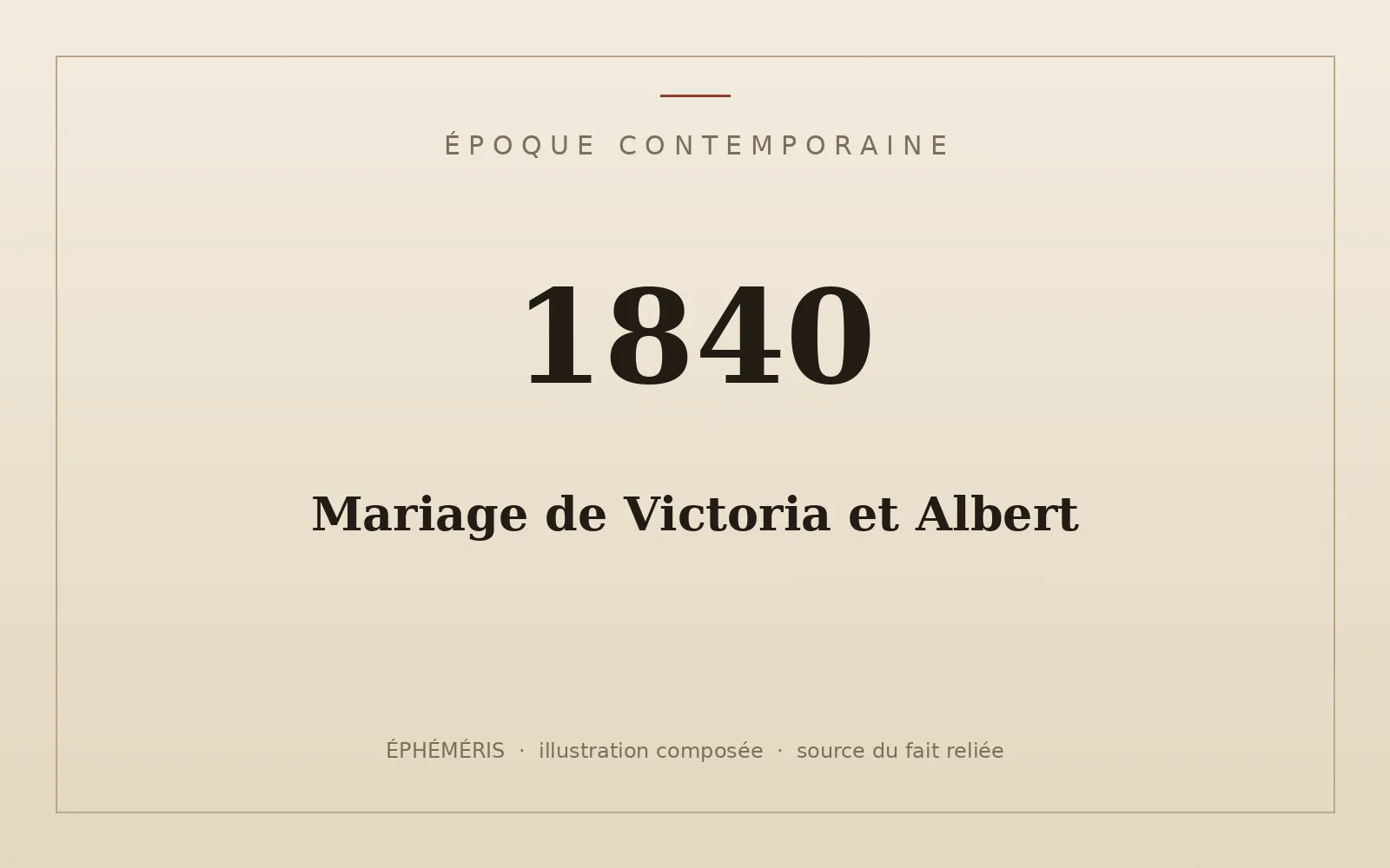 Plaque typographique : Mariage de Victoria et Albert.