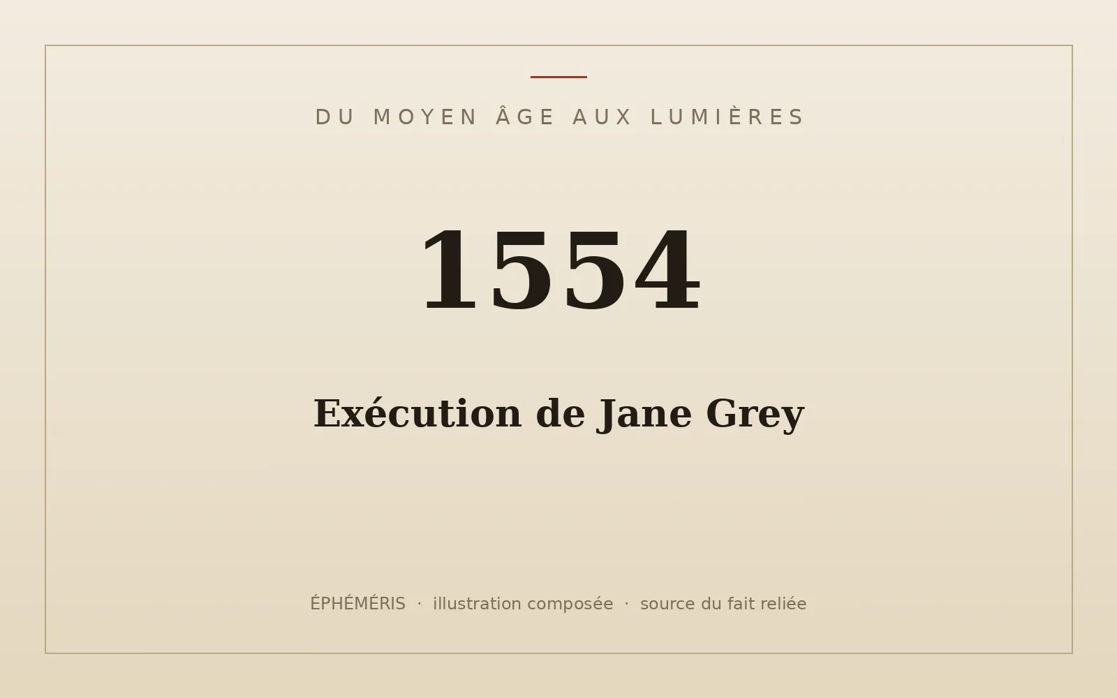 Plaque typographique : Exécution de Jane Grey.