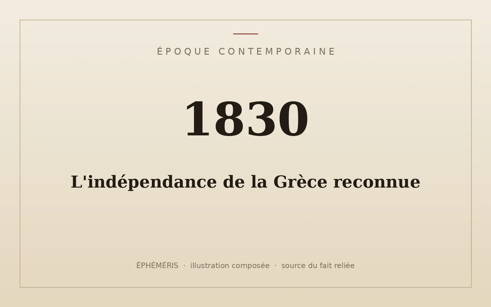 Plaque typographique : L'indépendance de la Grèce reconnue.