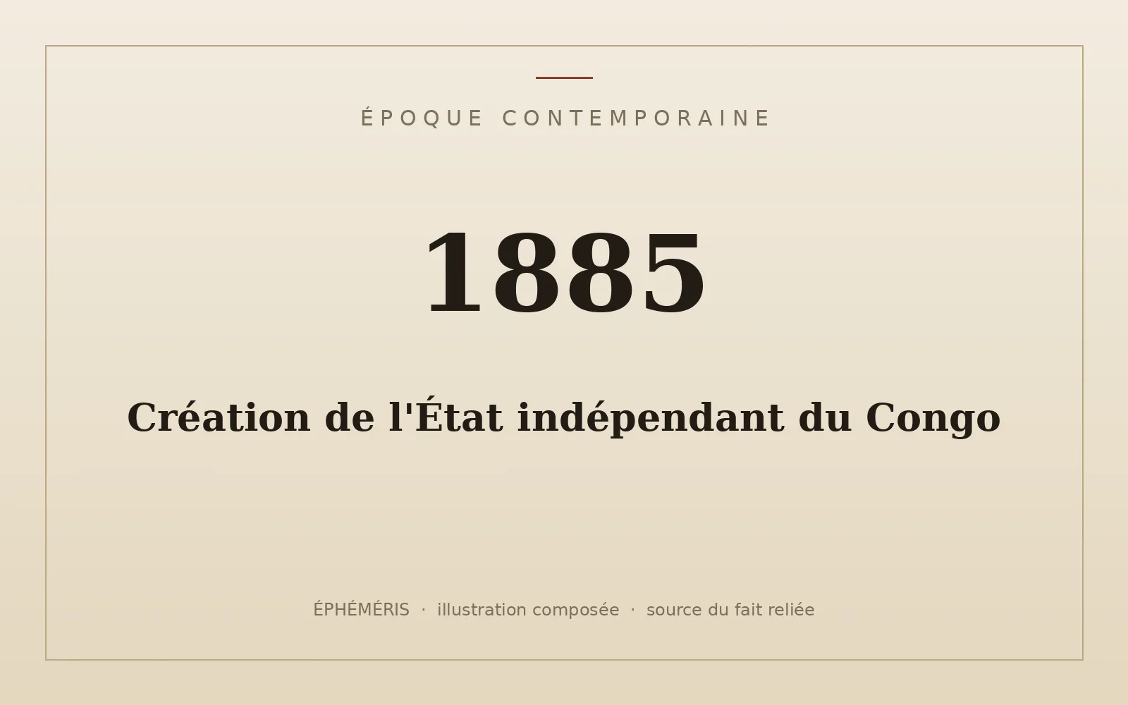 Plaque typographique : Création de l'État indépendant du Congo.