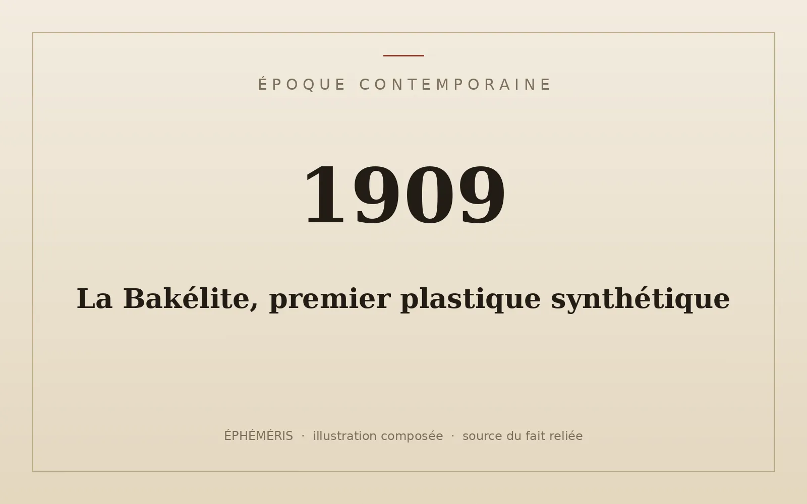Plaque typographique : La Bakélite, premier plastique synthétique.