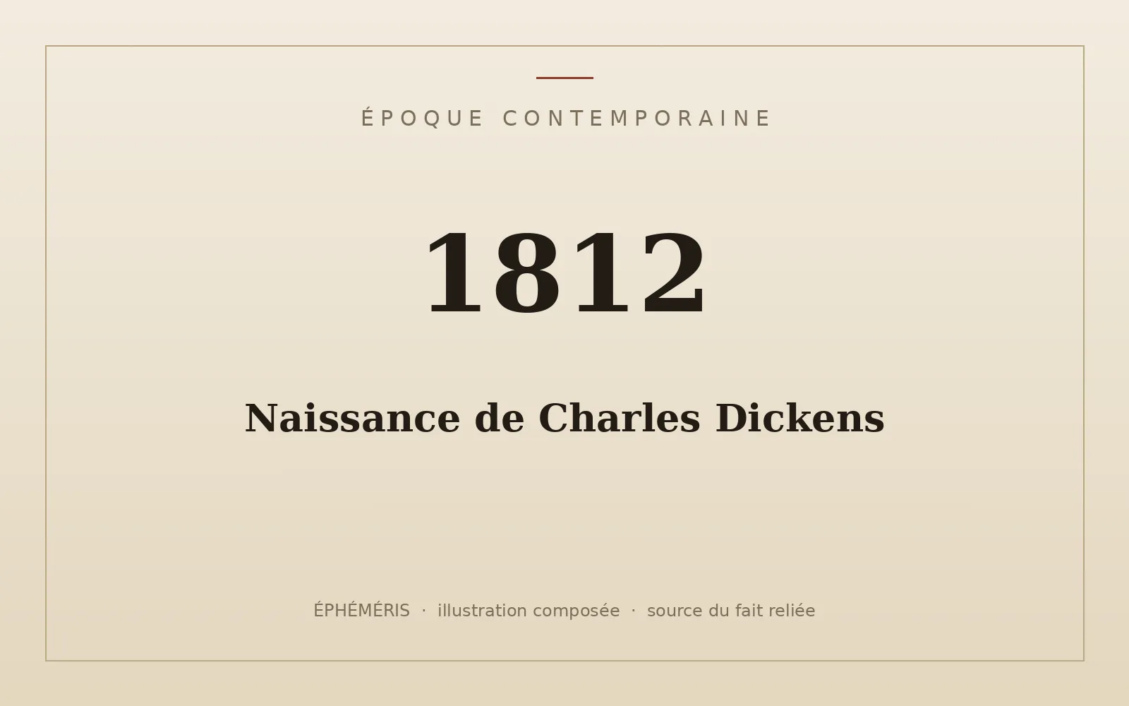 Plaque typographique : Naissance de Charles Dickens.