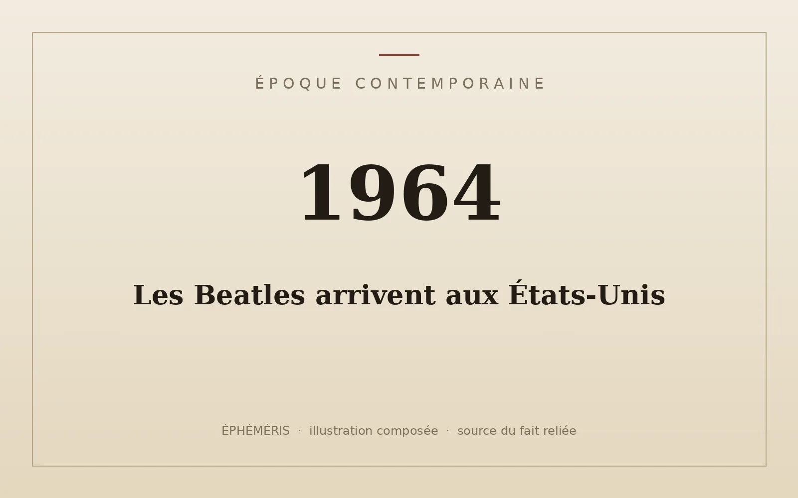 Plaque typographique : Les Beatles arrivent aux États-Unis.