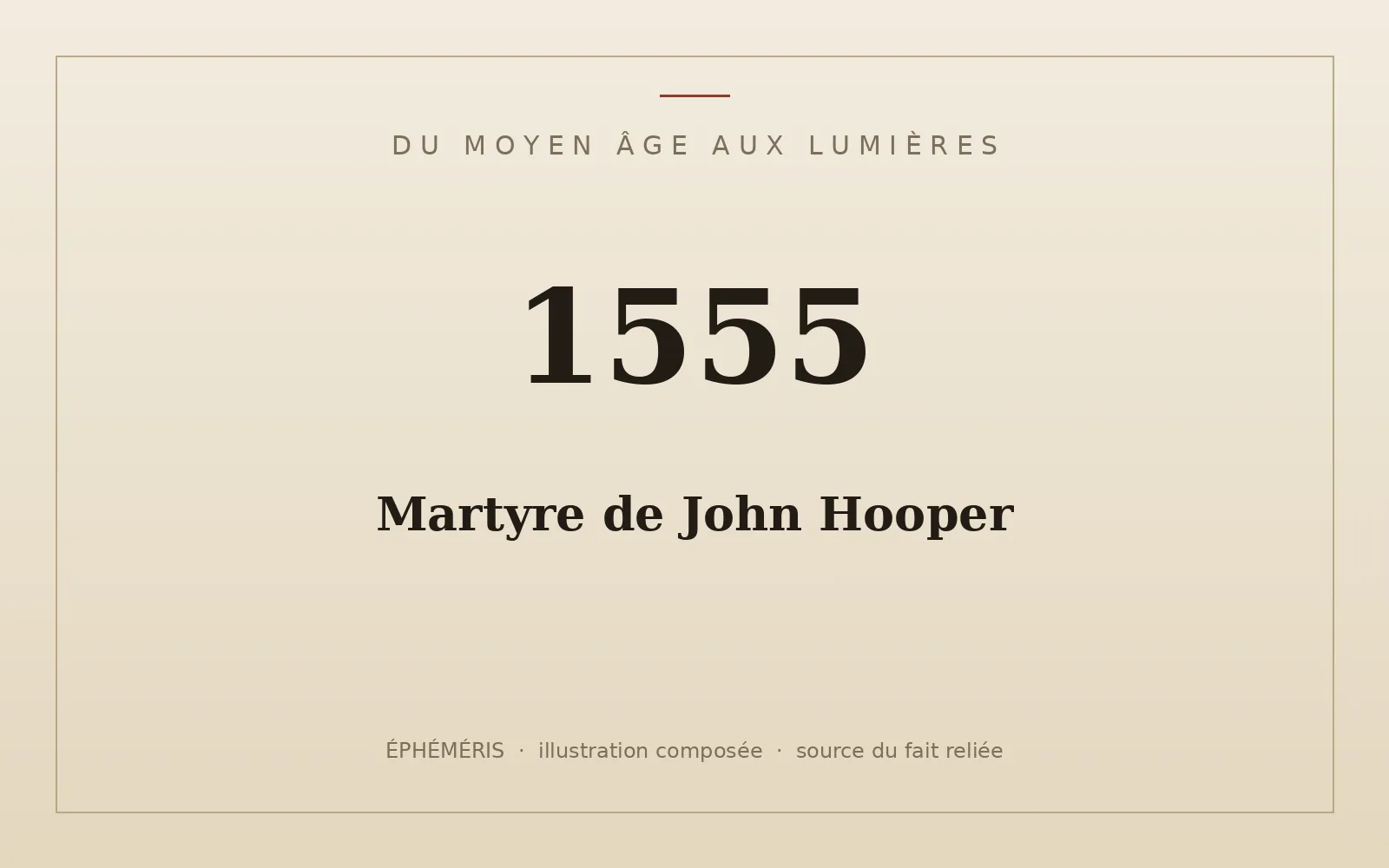 Plaque typographique : Martyre de John Hooper.