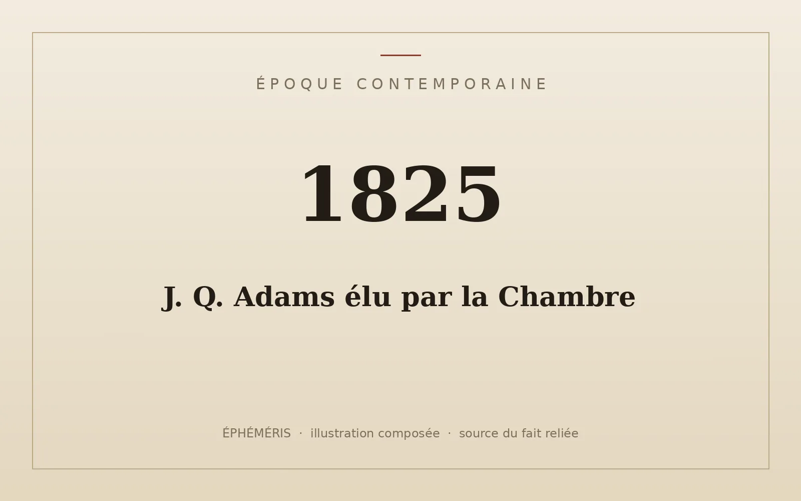 Plaque typographique : J. Q. Adams élu par la Chambre.