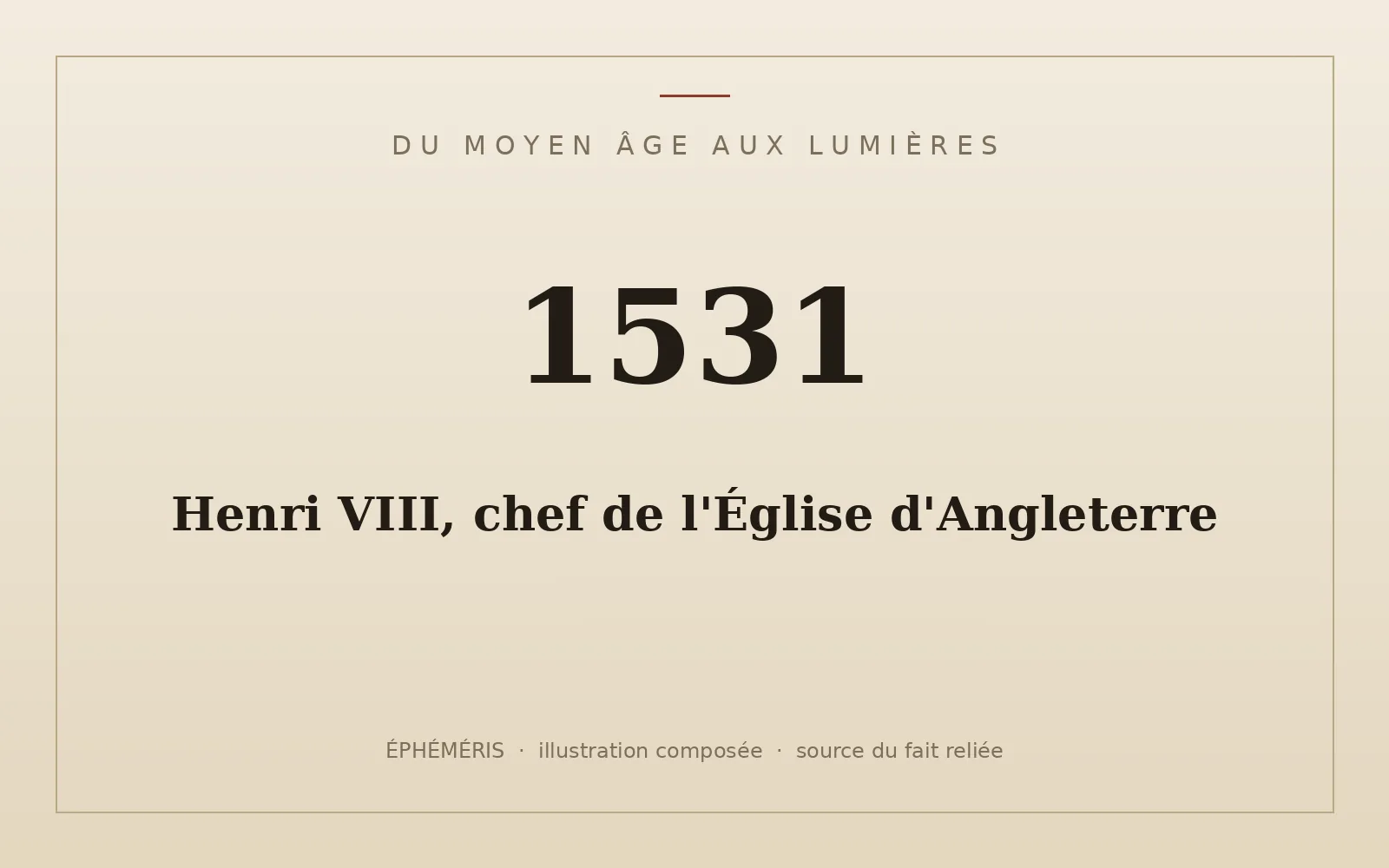 Plaque typographique : Henri VIII, chef de l'Église d'Angleterre.