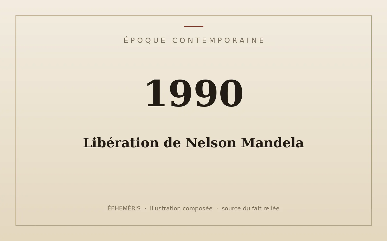 Plaque typographique : Libération de Nelson Mandela.