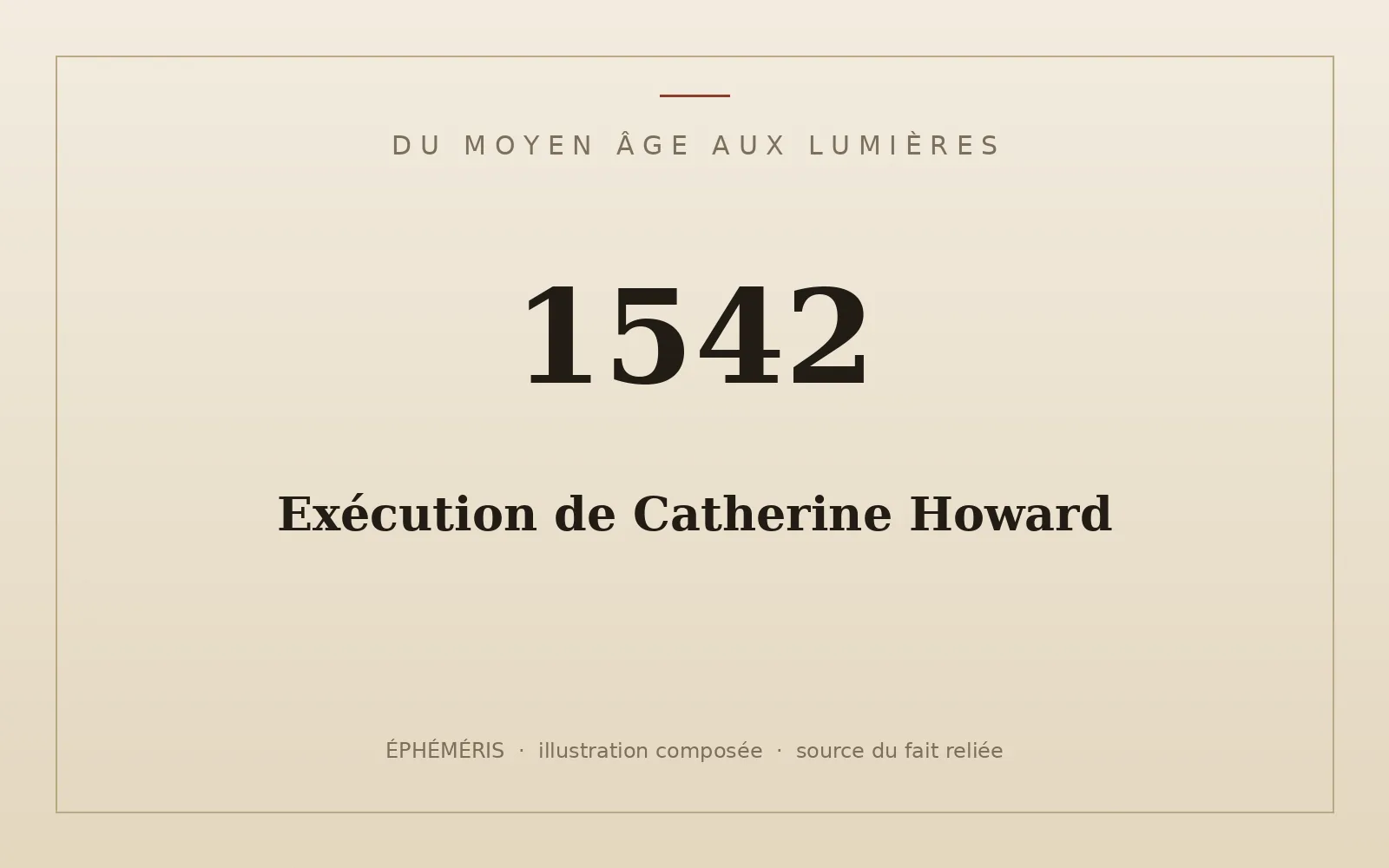 Plaque typographique : Exécution de Catherine Howard.