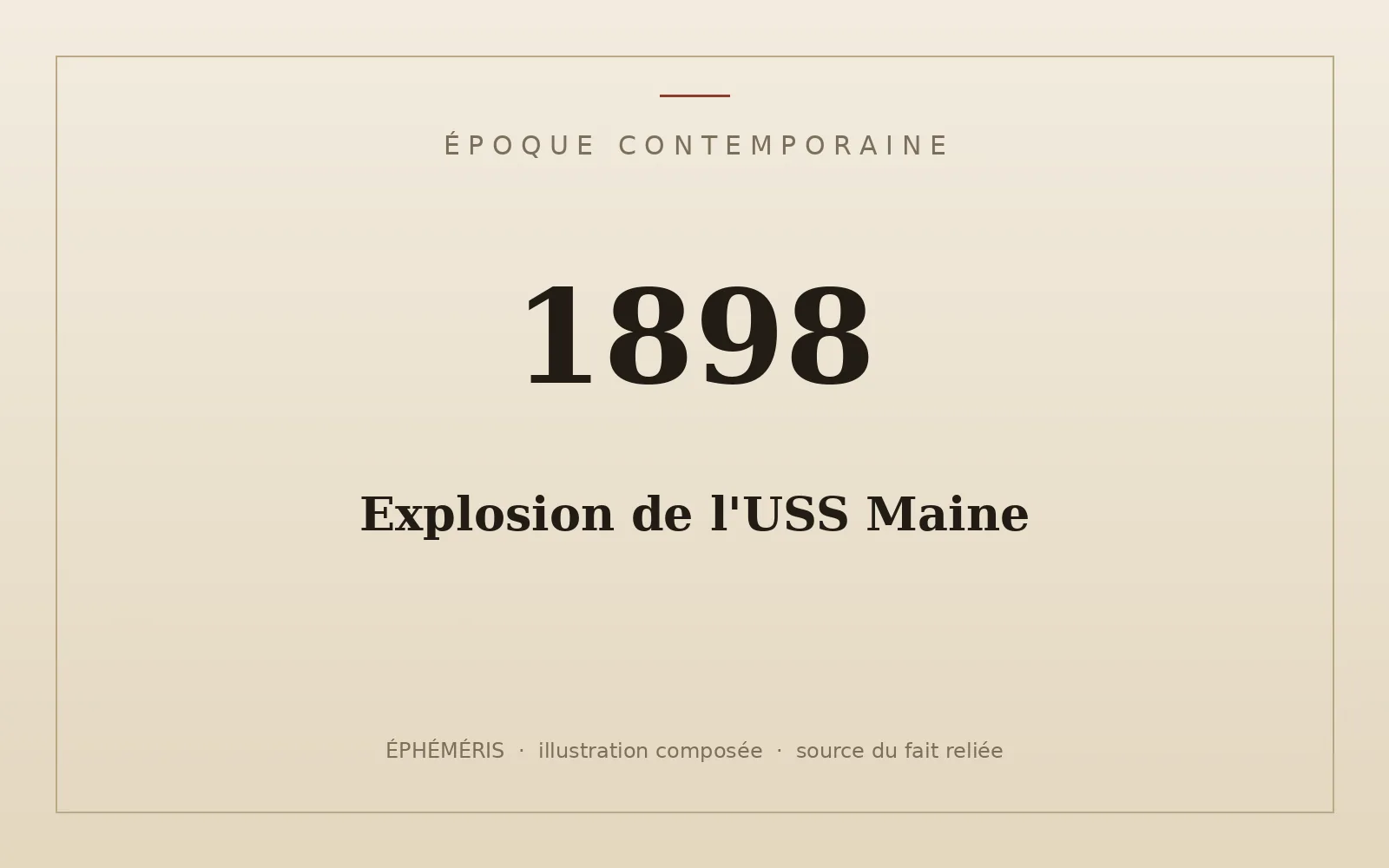 Plaque typographique : Explosion de l'USS Maine.