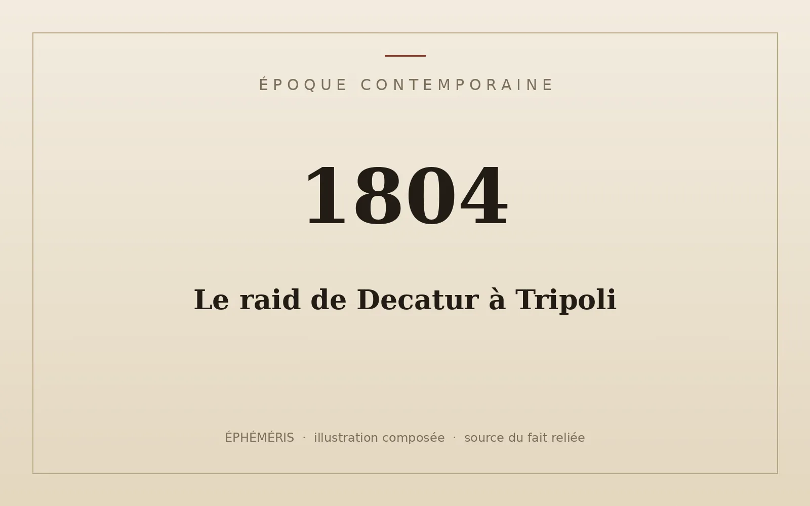 Plaque typographique : Le raid de Decatur à Tripoli.