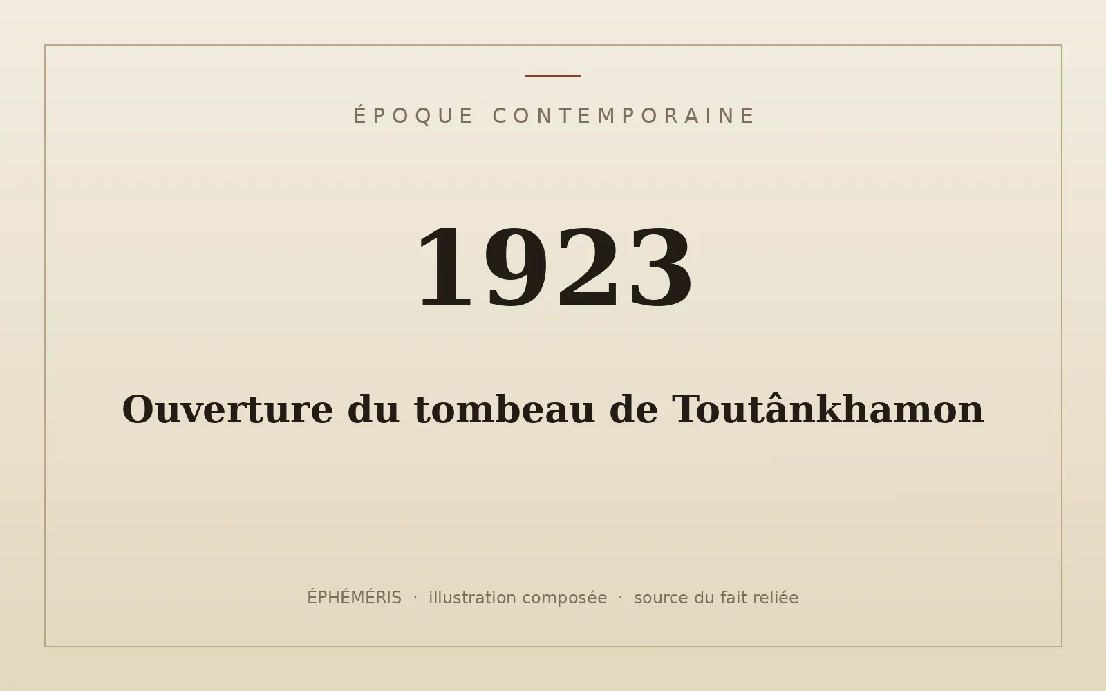 Plaque typographique : Ouverture du tombeau de Toutânkhamon.