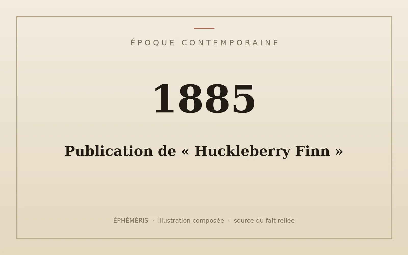 Plaque typographique : Publication de « Huckleberry Finn ».