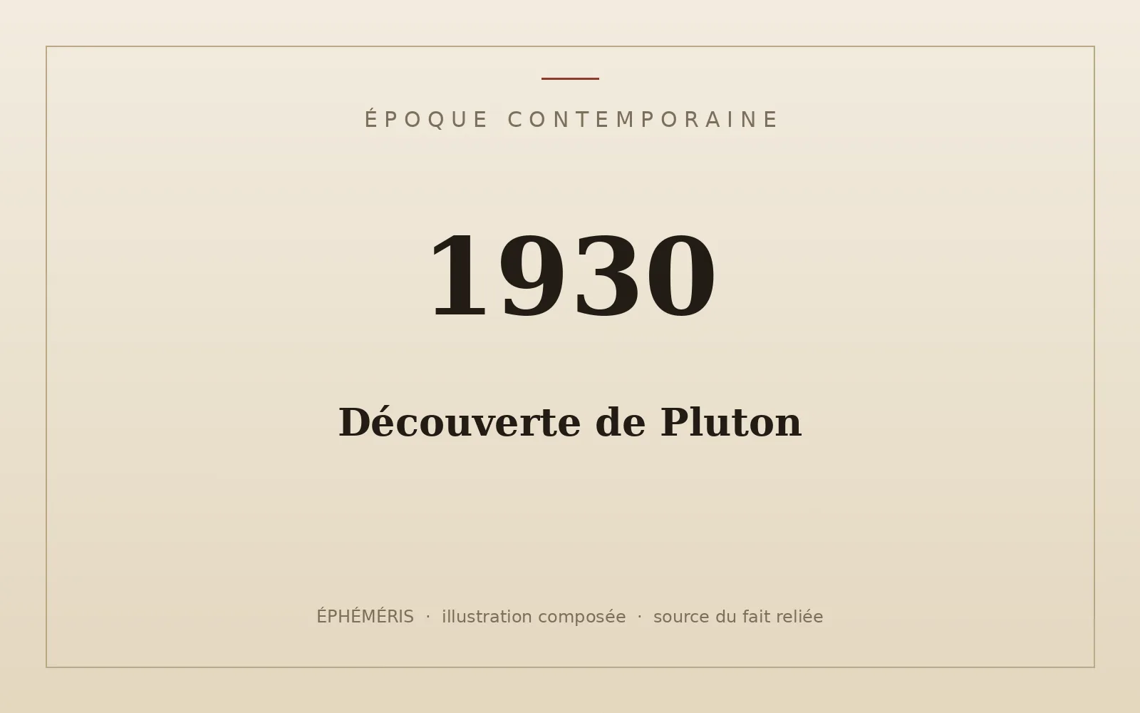 Plaque typographique : Découverte de Pluton.