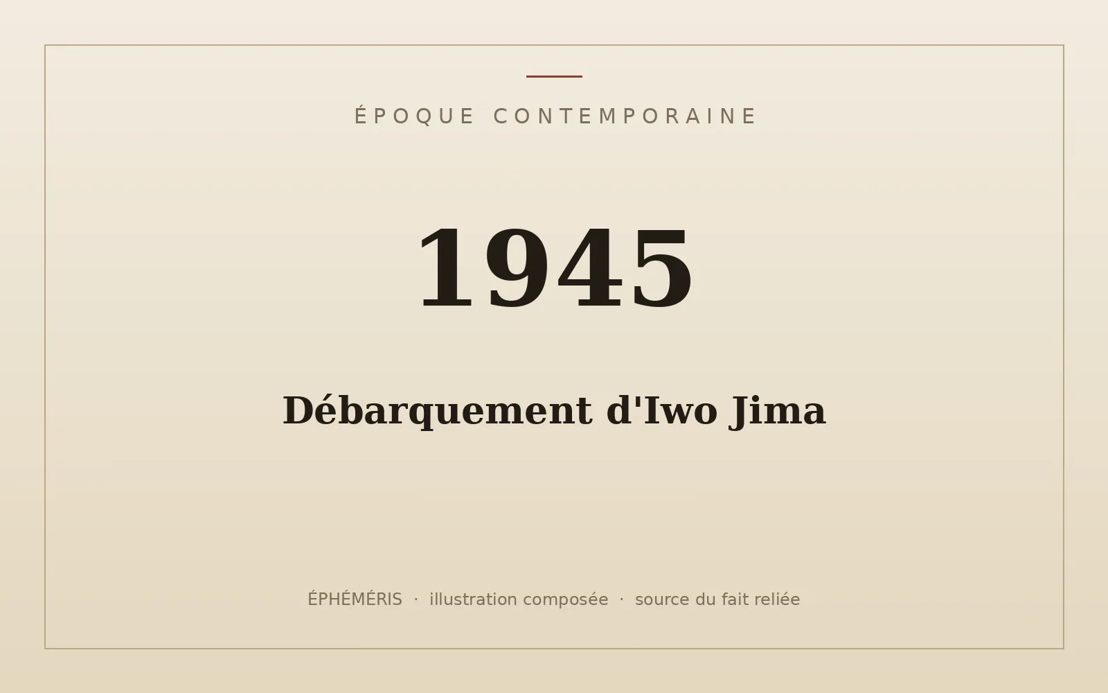 Plaque typographique : Débarquement d'Iwo Jima.