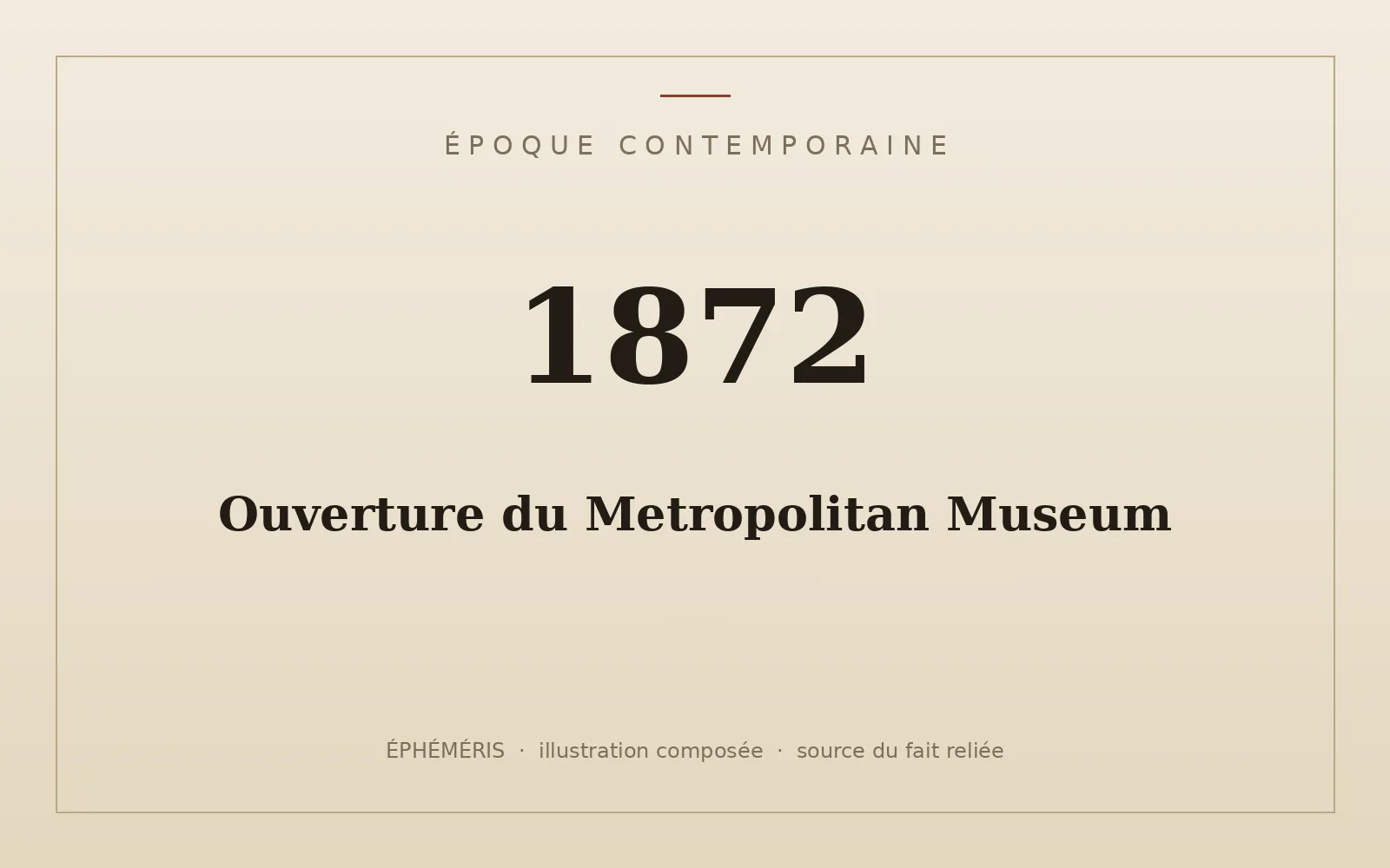 Plaque typographique : Ouverture du Metropolitan Museum.