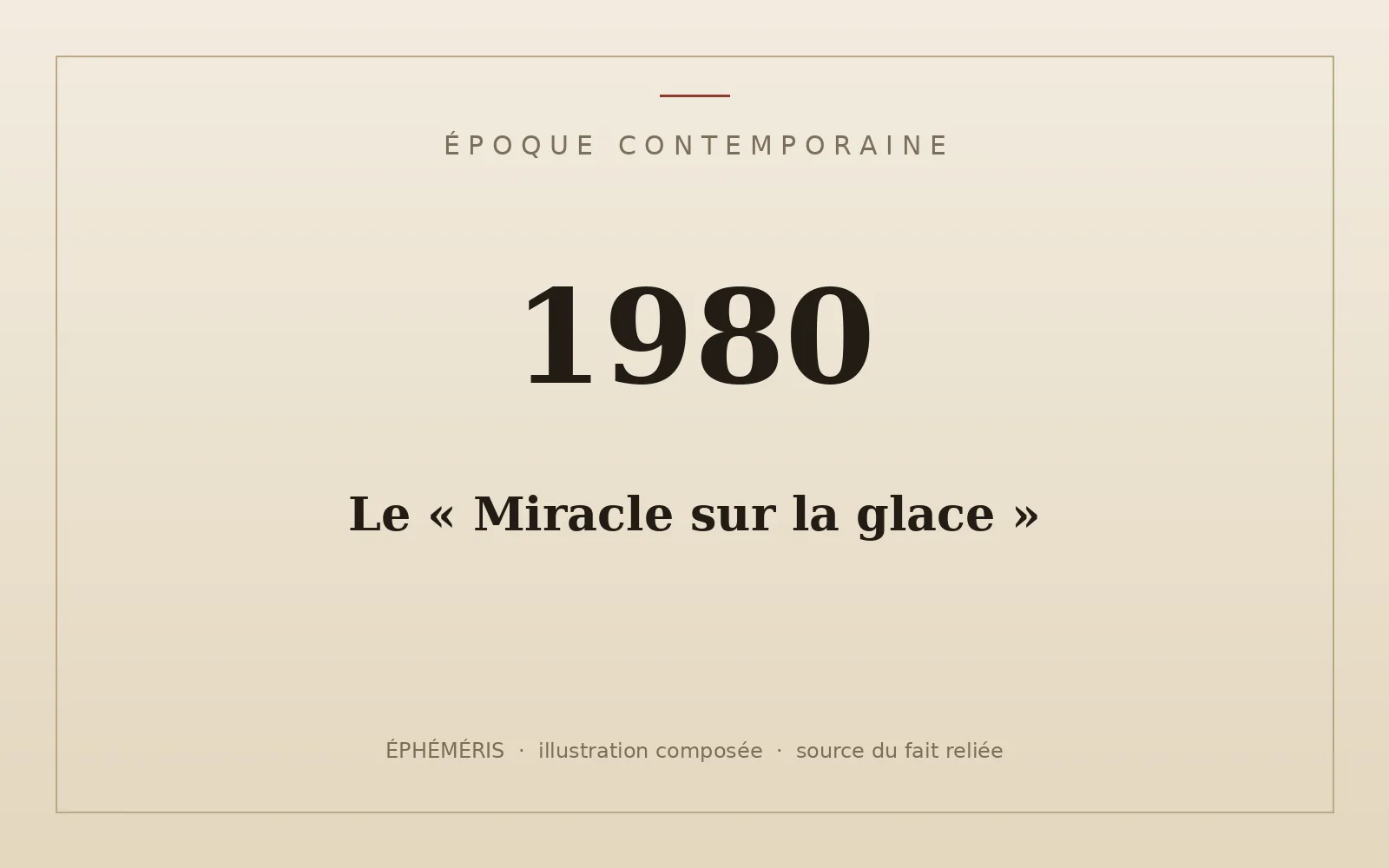 Plaque typographique : Le « Miracle sur la glace ».