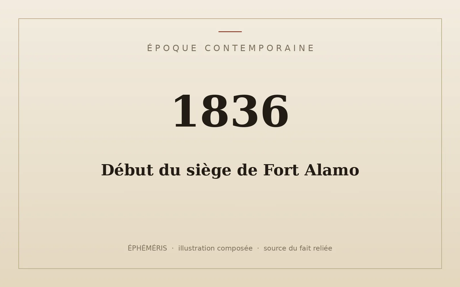 Plaque typographique : Début du siège de Fort Alamo.