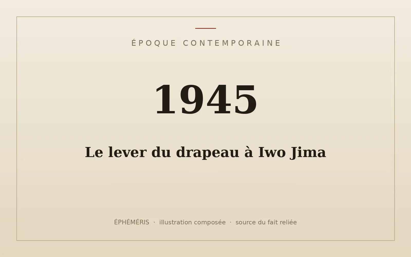 Plaque typographique : Le lever du drapeau à Iwo Jima.
