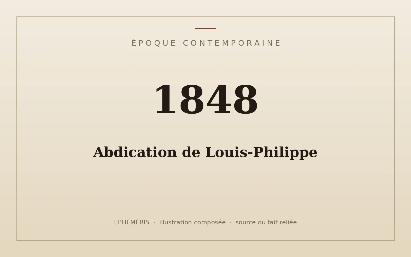 Plaque typographique : Abdication de Louis-Philippe.