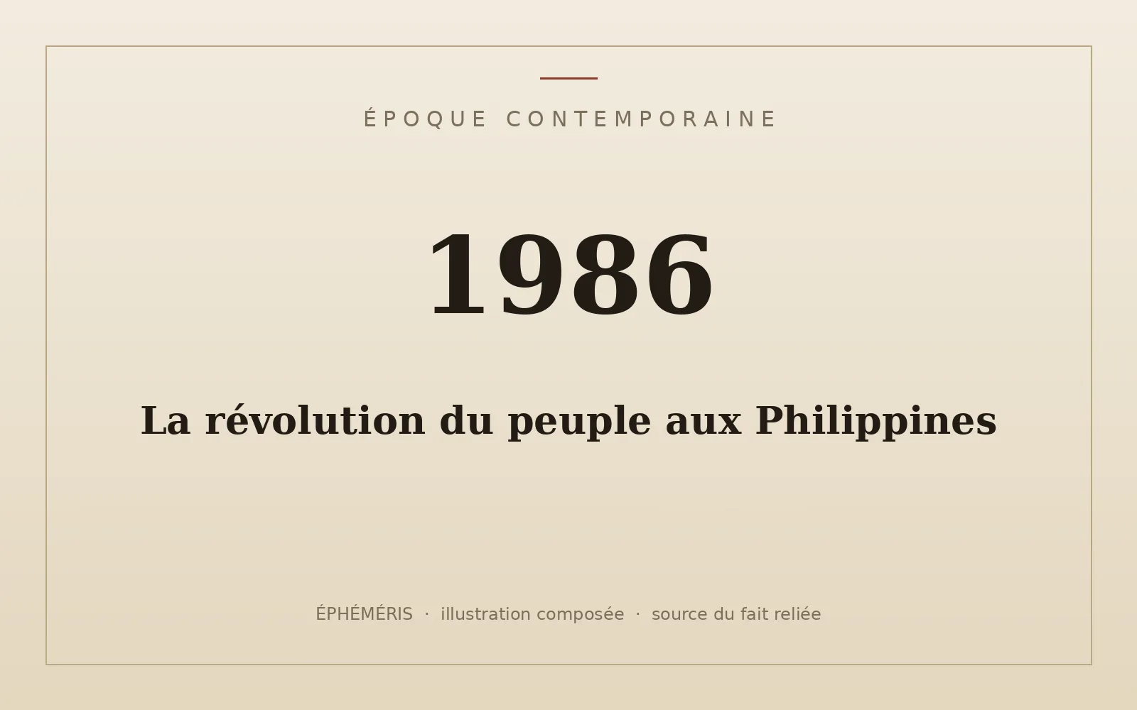 Plaque typographique : La révolution du peuple aux Philippines.