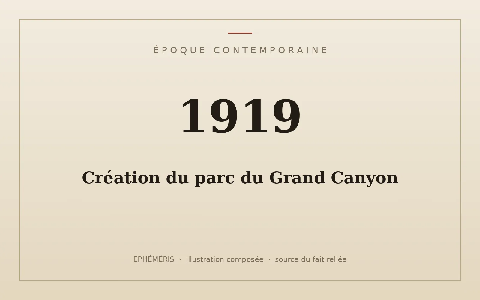 Plaque typographique : Création du parc du Grand Canyon.
