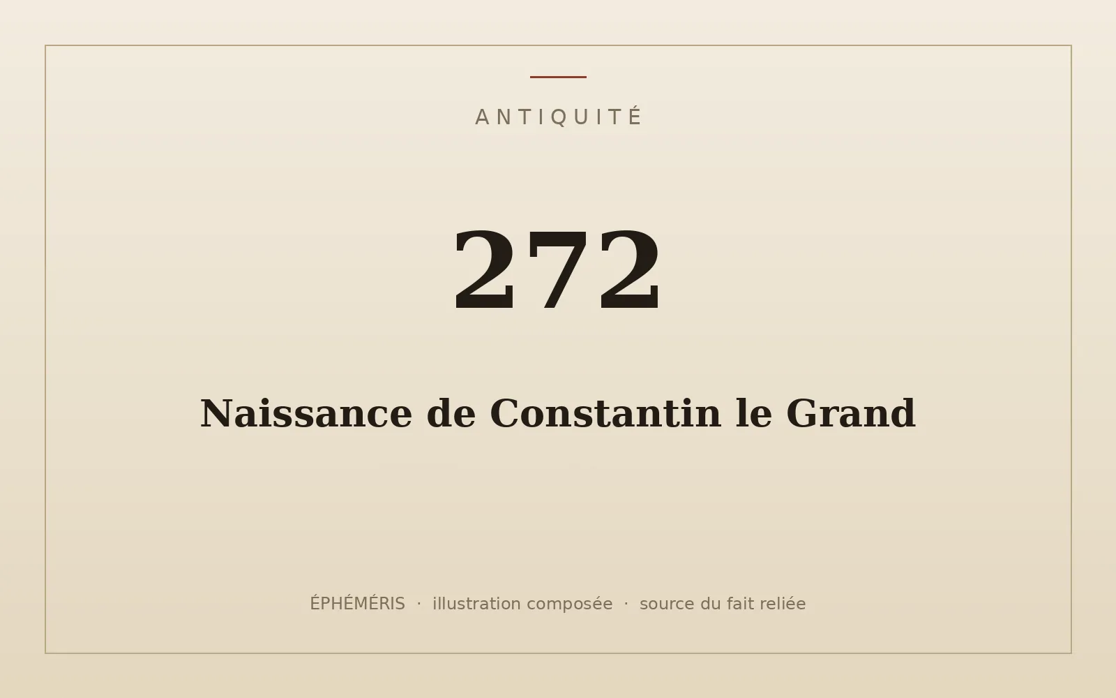 Plaque typographique : Naissance de Constantin le Grand.
