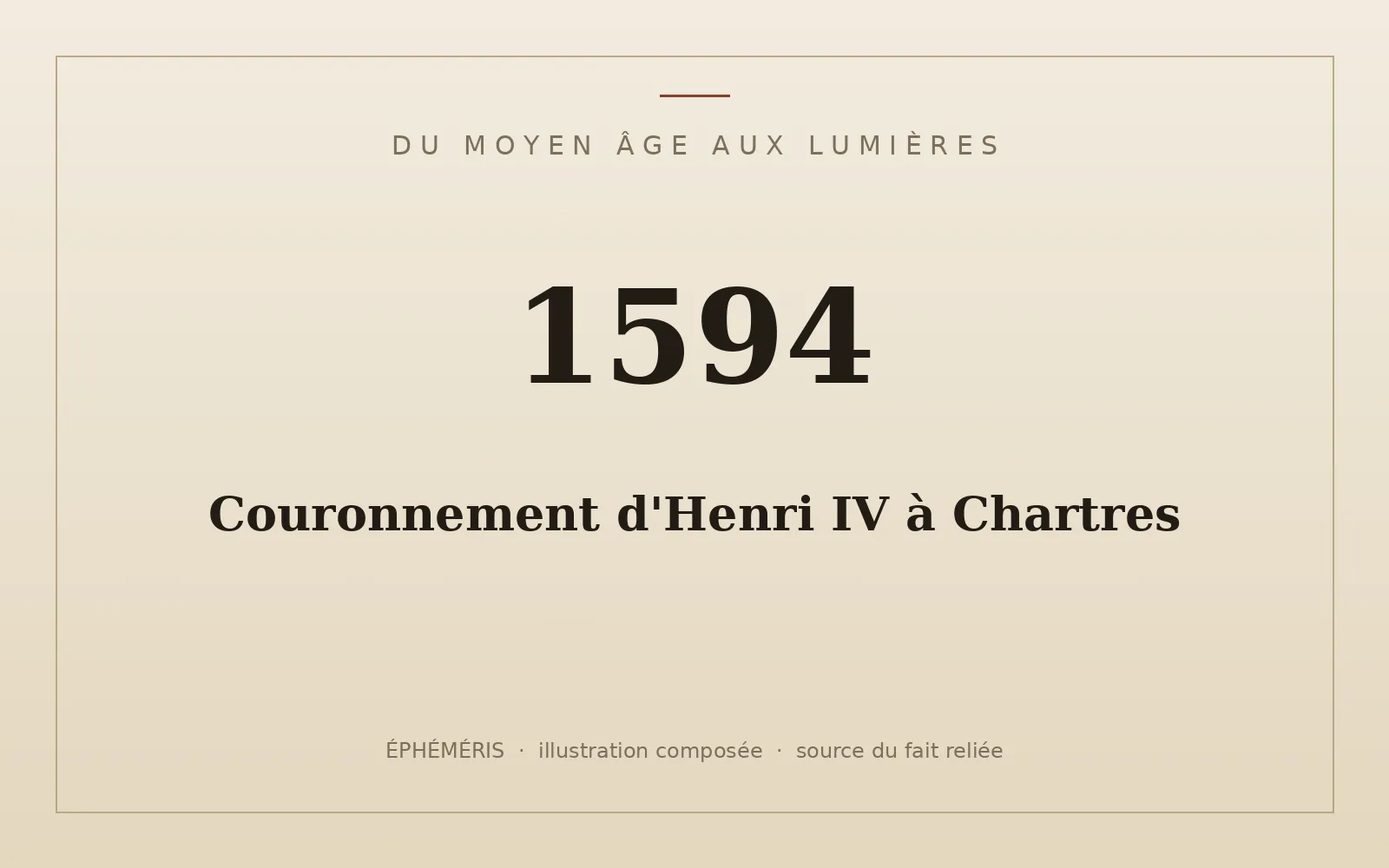 Plaque typographique : Couronnement d'Henri IV à Chartres.