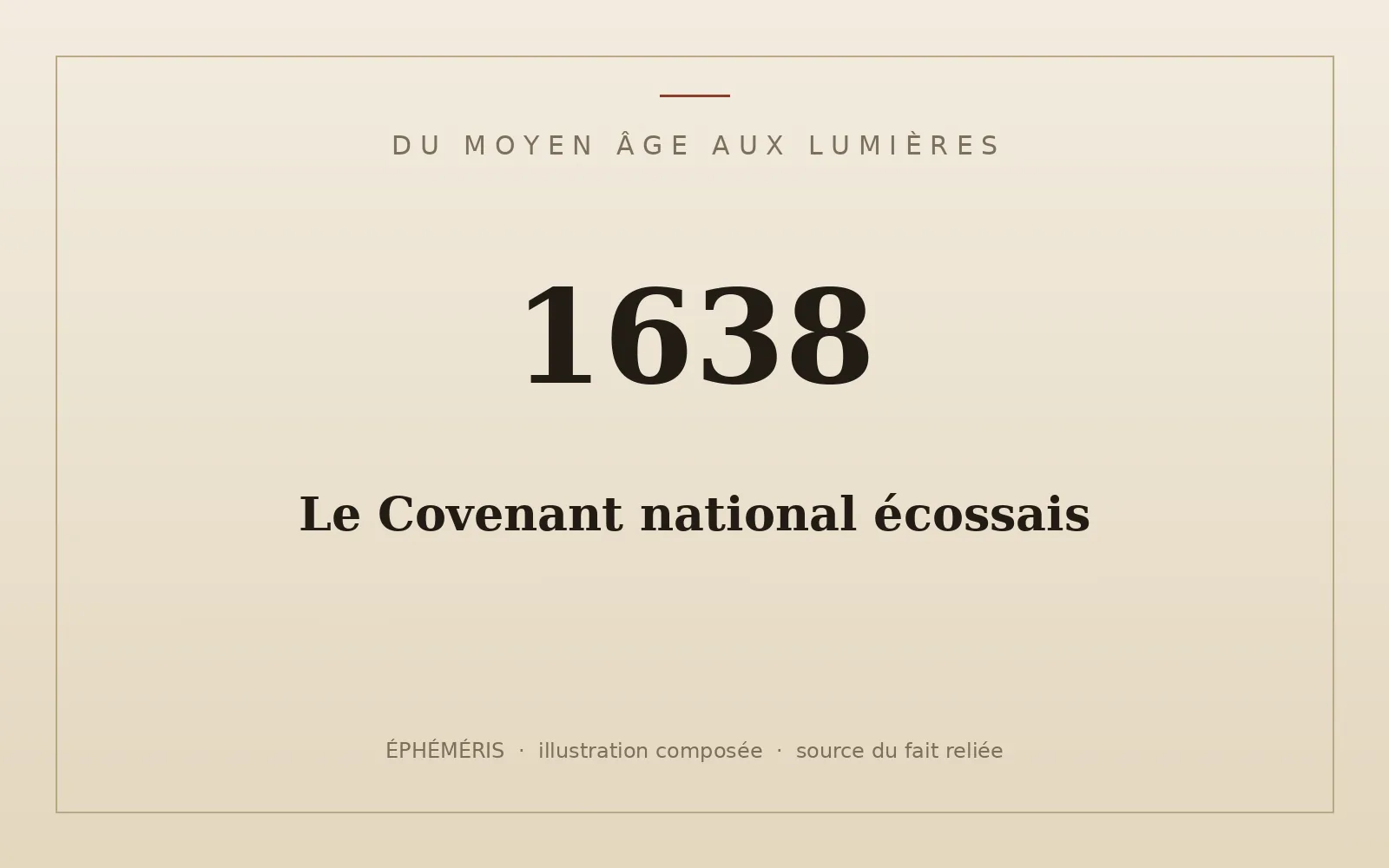 Plaque typographique : Le Covenant national écossais.