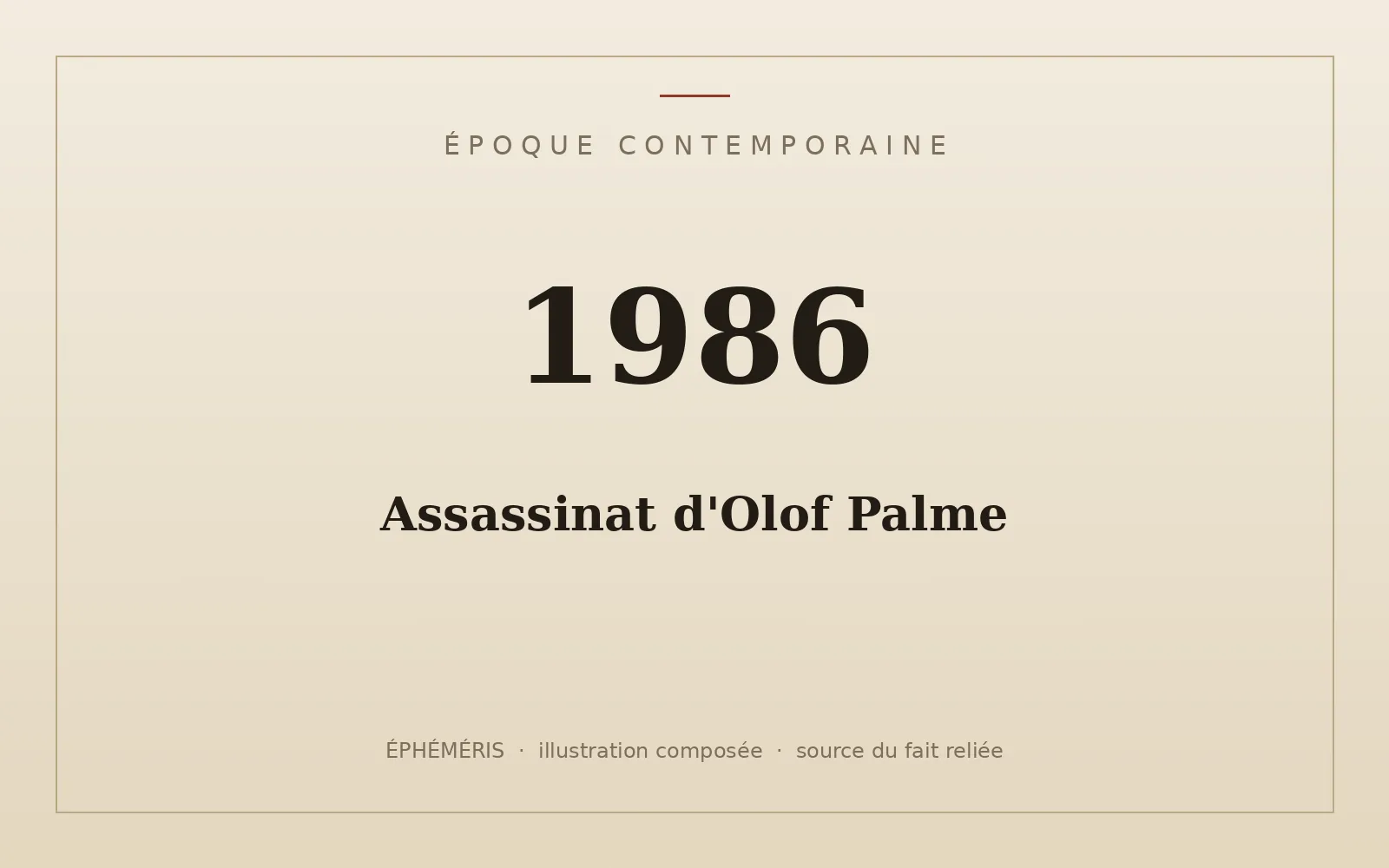 Plaque typographique : Assassinat d'Olof Palme.