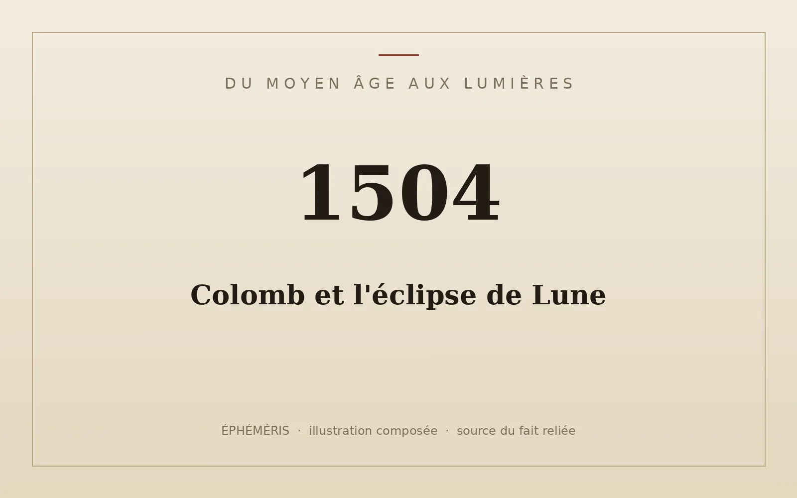 Plaque typographique : Colomb et l'éclipse de Lune.