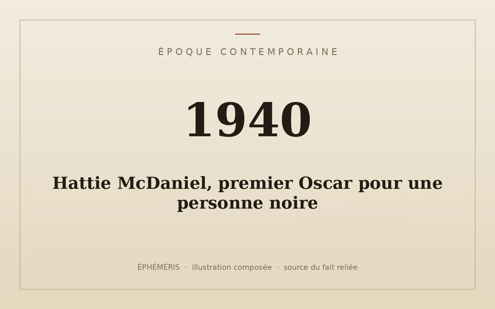 Plaque typographique : Hattie McDaniel, premier Oscar pour une personne noire.